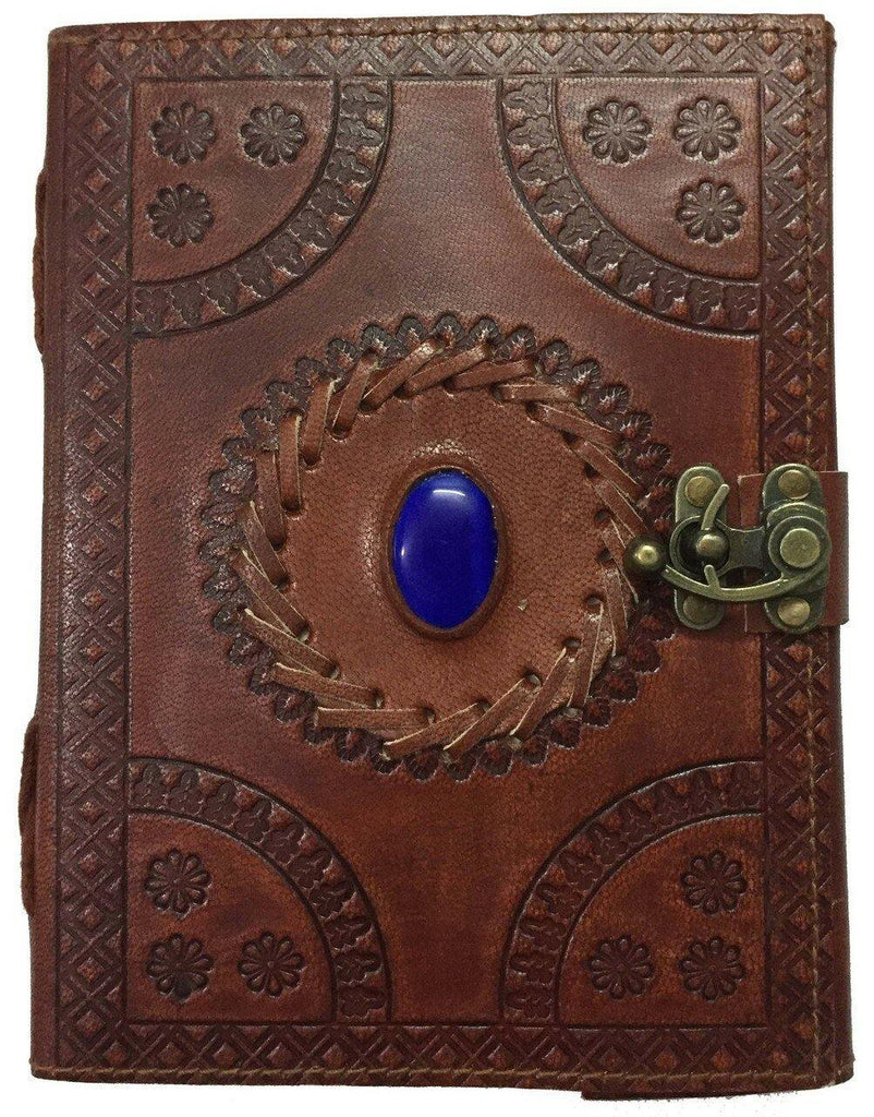 Leather Journal with Semi-precious Stone & Buckle Closure Leather Diary Gift for Him Her - Life Gardening Tools LLC