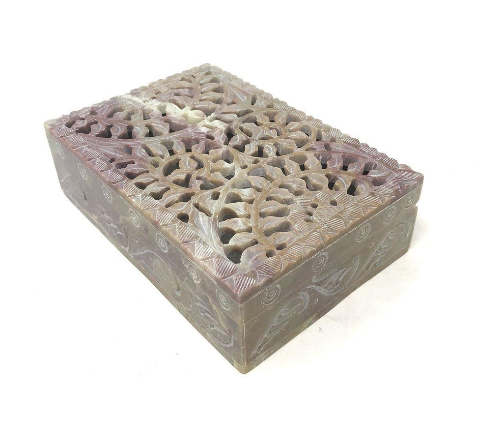 Stone Storage Box Net Carving 6"x4" - Life Gardening Tools LLC