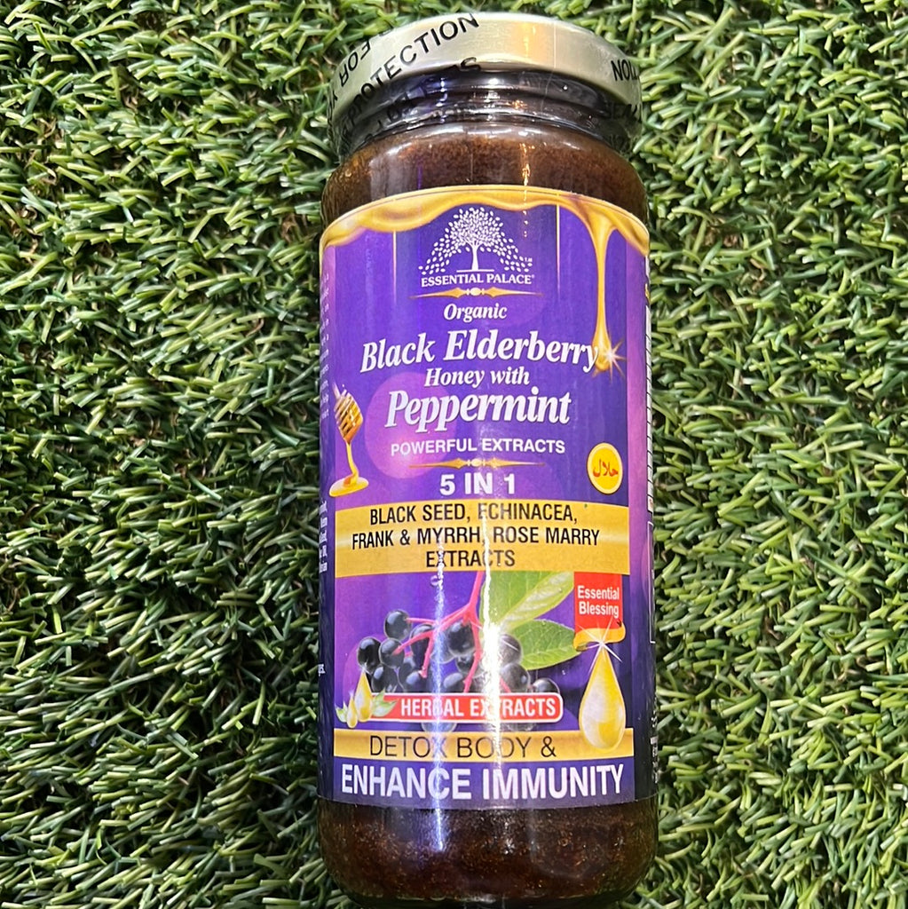 Black Elderberry Honey with Peppermint Extract | Organic