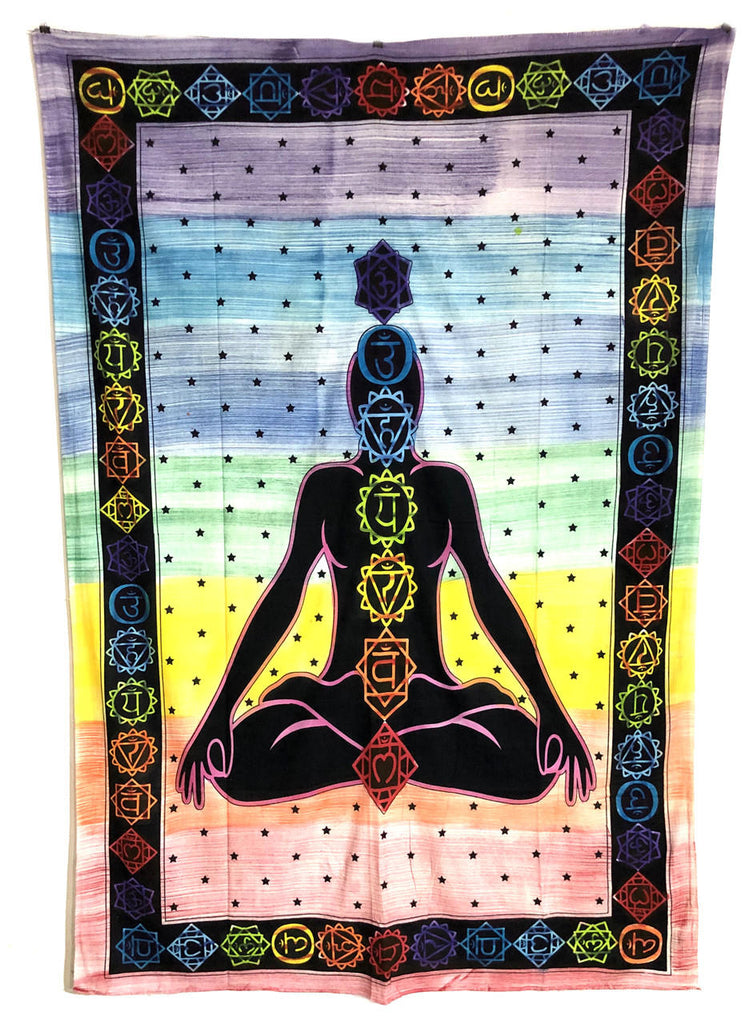 Hand Painted 7 Chakra (135 x 220 cm) Cotton Tapestry