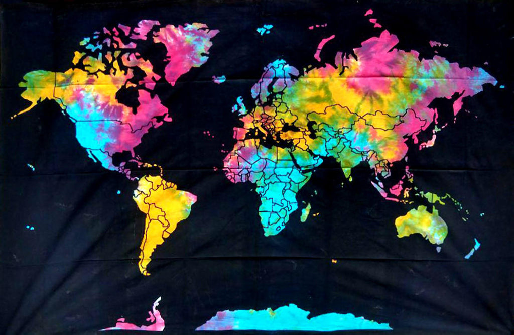 World Map Cotton Tapestry